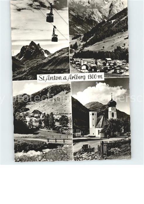 St Anton Arlberg Seilbahn Ortsblick Kirche