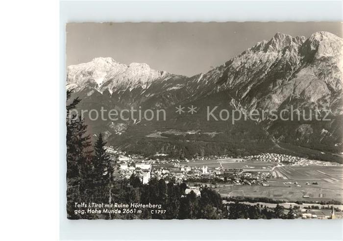 Telfs Tirol mit Ruine Haertenberg und Hohe Munde