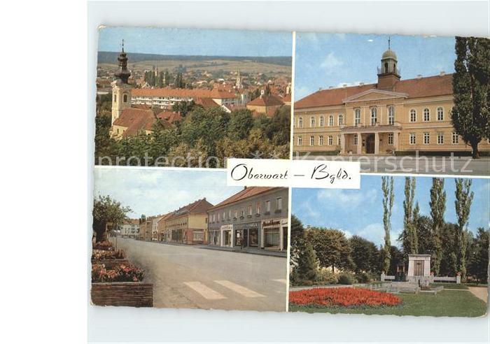 Oberwart Ortsblick Rathaus Strassenpartie Park
