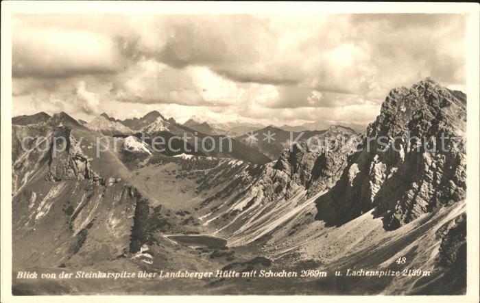 Traualpsee Blick von der Steinkarspitze Landsberger Huette mit Schochen und Lach