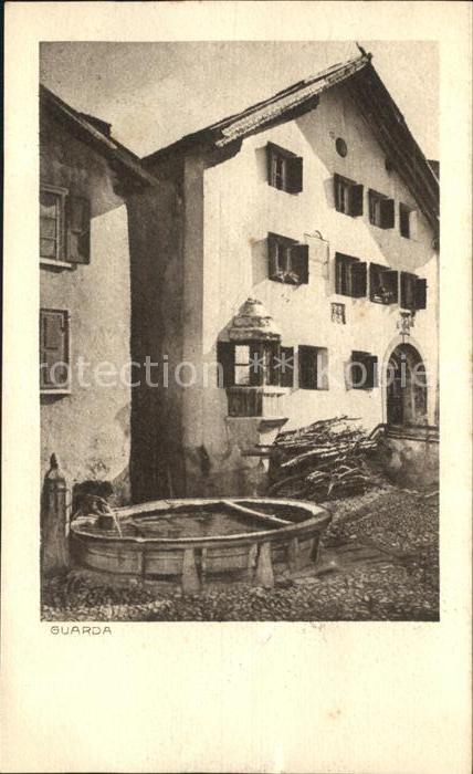 Guarda Inn Dorfpartie Brunnen Denkmaeler Buendner Baukunst