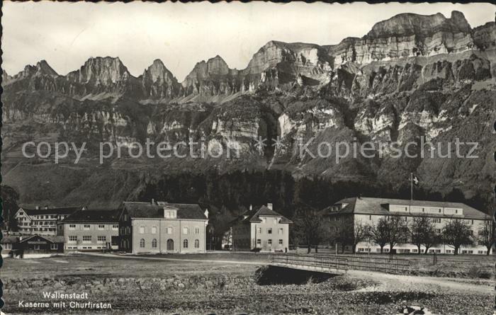 Wallenstadt Kaserne mit Churfirsten Appenzeller Alpen