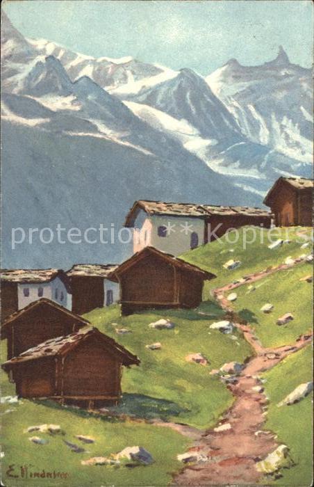 La Guille VS Bergdorf Aiguille de la Za Kuenstlerkarte