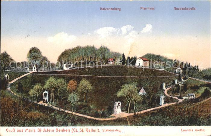 Benken SG Maria Bildstein Kalvarienberg Pfarrhaus Lourdes Grotte Gnadenkapelle W