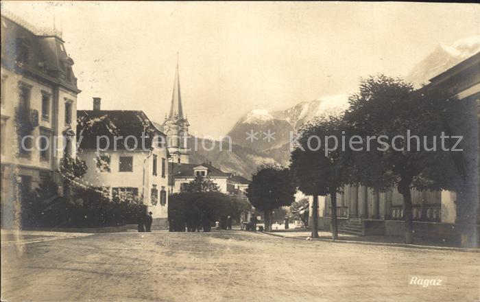 Bad Ragaz Ragatz Ortsstrasse Kirchturm Alpen