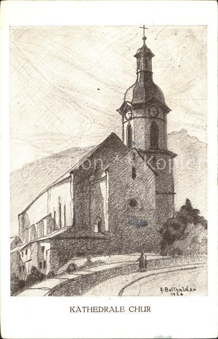 Chur GR Kathedrale Kuenstlerkarte Bollhalder