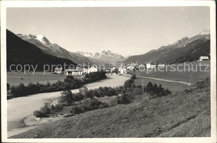 La Punt-Chamues-ch Partie am Fluss Alpenpanorama Engadin