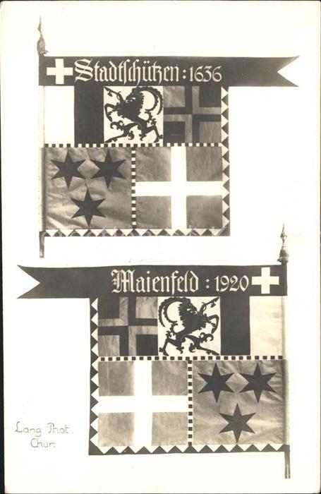 Maienfeld Stadtschuetzen 1636 und 1920 Fahne