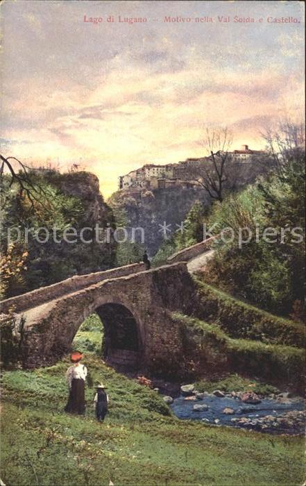 Valsolda Como Lombardei Motivo e Castello Brücke Partie am Flus