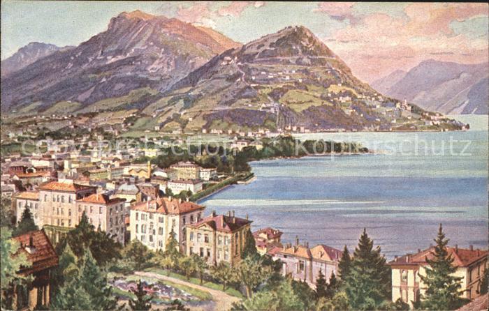 Lugano TI Kuenstlerkarte mit Monte Bre e Boglia