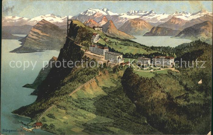 Buergenstock Hotels mit Vierwaldstaettersee und Alpen