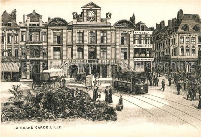 Lille Nord La Grande Garde Tram Dessin Kuenstlerkarte