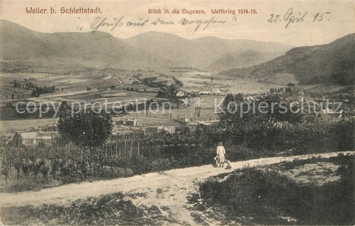 Weiler Ville Bas-Rhin Panorama Blick in die Vogesen Weltkrieg 1914-15