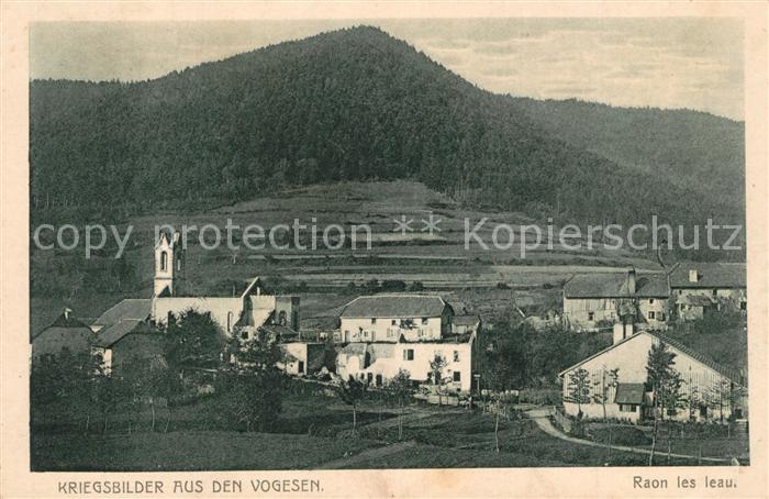 Raon-les-Leau Ortsansicht mit Kirche Serie Kriegsbilder aus den Vogesen