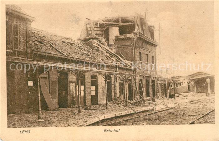 Lens Pas-de-Calais La Gare Bahnhof Trümmer 1. Weltkrieg