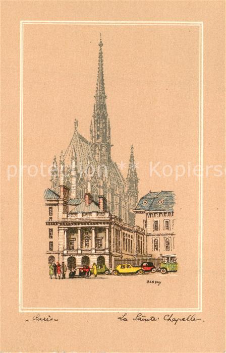 Paris La Sainte Chapelle Dessin Kuenstlerkarte