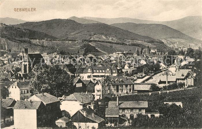 Gebweiler Elsass Panorama Blick zu den Vogesen