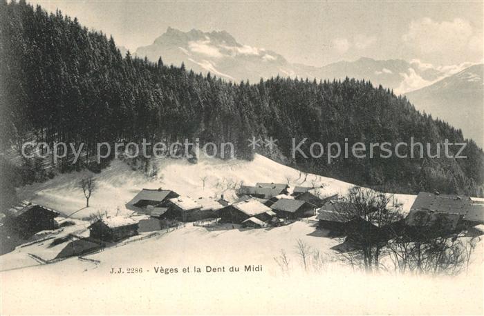 Veges Village en hiver et la Dent du Midi Alpes