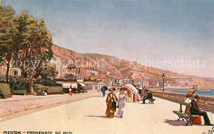Menton Alpes Maritimes Promenade du Midi Cote d Azur Oilette Serie 765 No. 50 Ku