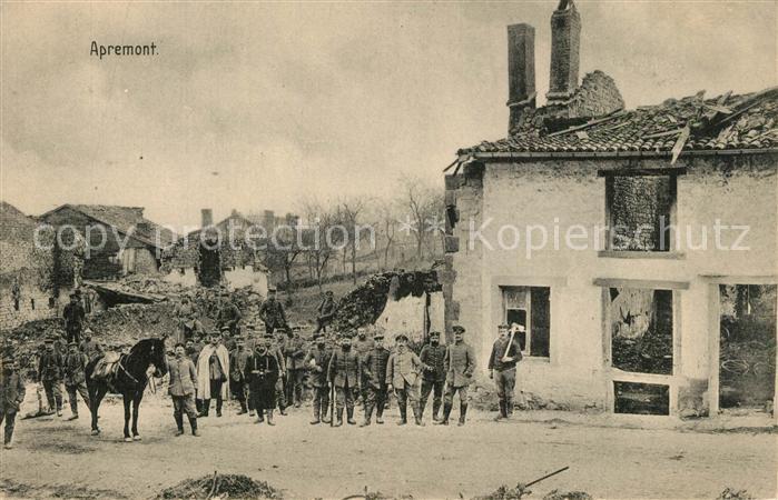 Apremont-la-Foret Village pendant la Grande Guerre Truemmer 1. Weltkrieg