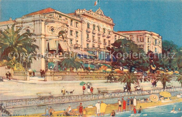 Saint-Raphael Var Hotel Beau Rivage Dessin Künstlerkarte