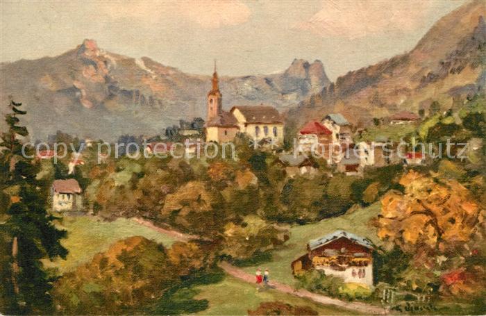 Saint-Gervais-les-Bains Pointe de Platé Rocher des Fizz Dessin Kuenstlerkarte