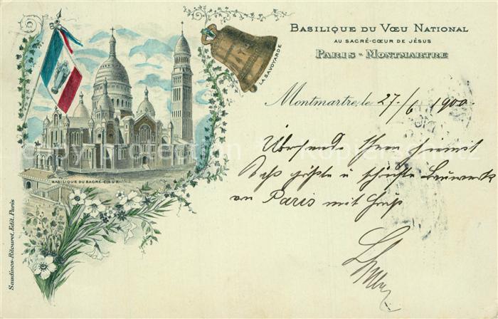 Montmartre Paris Basilique du Sacre Coeur Litho