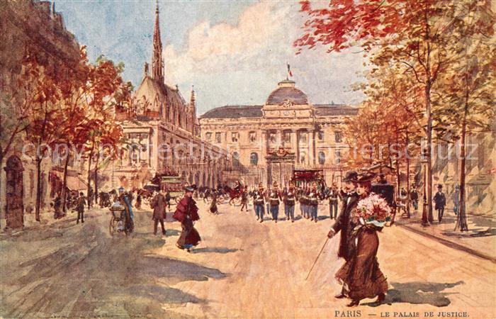 Paris Palais de Justice Dessin Kuenstlerkarte