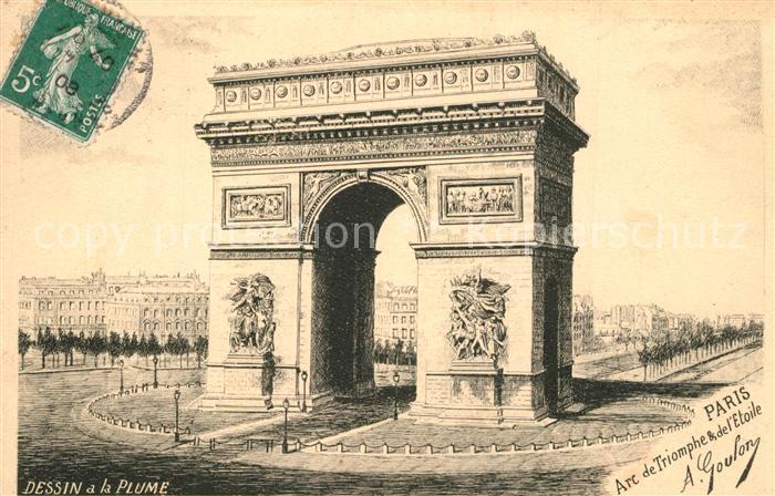 Paris Arc de Triomphe et de l'Etoile Dessin Kuenstlerkarte