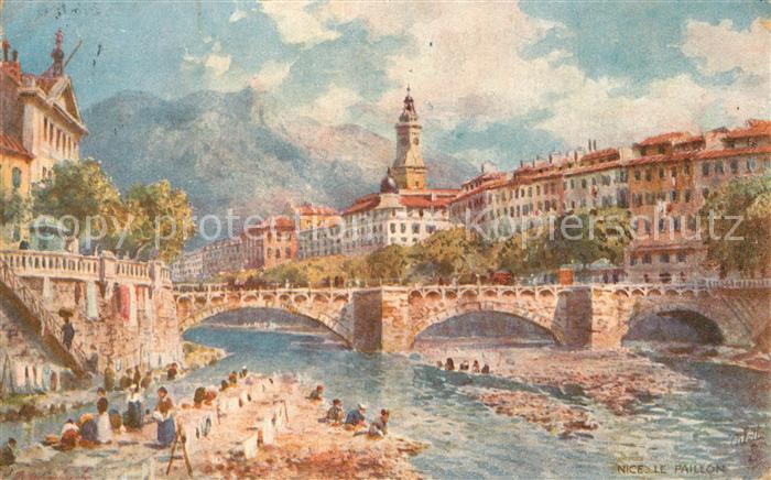 Nice Alpes Maritimes Le Paillon Carte Postale Tuck Dessin Kuenstlerkarte