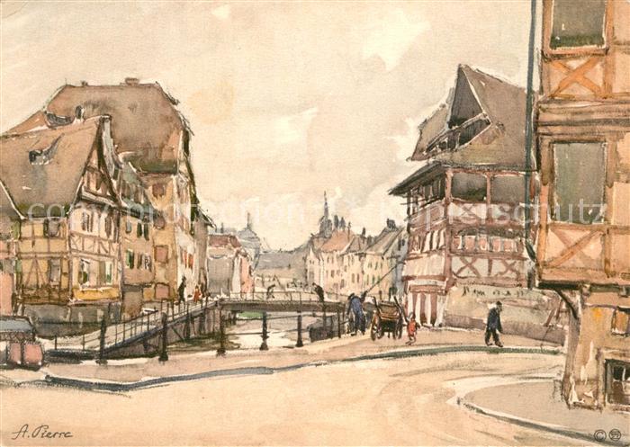 Strasbourg Alsace La Petite France Dessin par A. Pierre Kuenstlerkarte