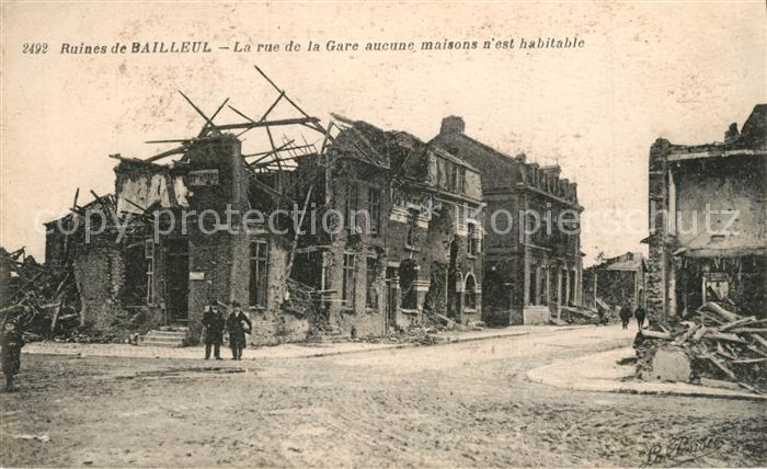 Bailleul Nord Ruines Rue de la Gare