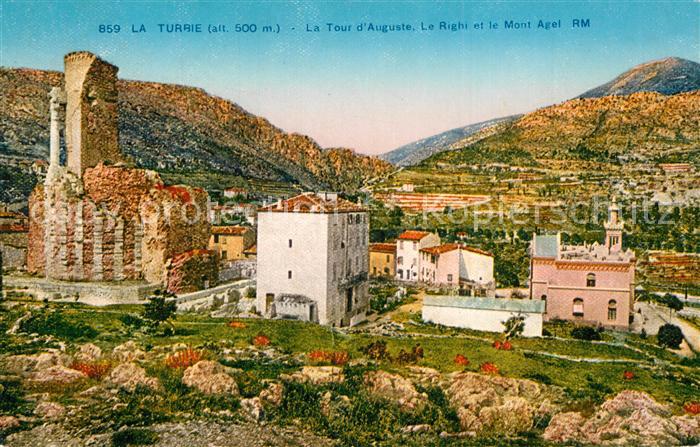 La Turbie La Tour d`Auguste et Mont Agel