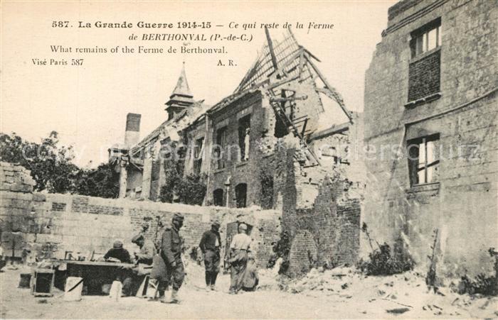 Paris La Grand Guerre 1914-14 Ferme de Berthonval Soldaten Ruinen
