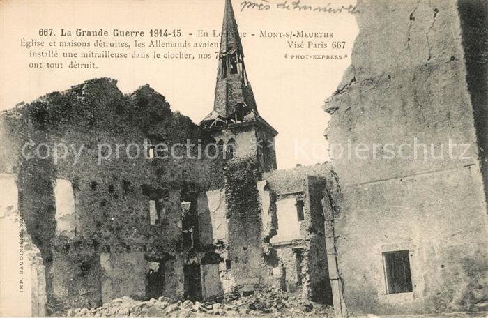 Monts d Indre-et-Loire La Guerre 1914-15 Eglise Ruine