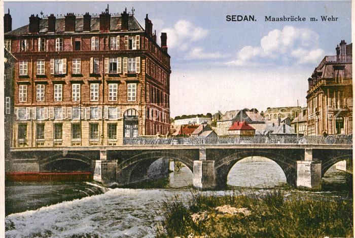 Sedan Ardennes Maasbr?cke mit Wehr
