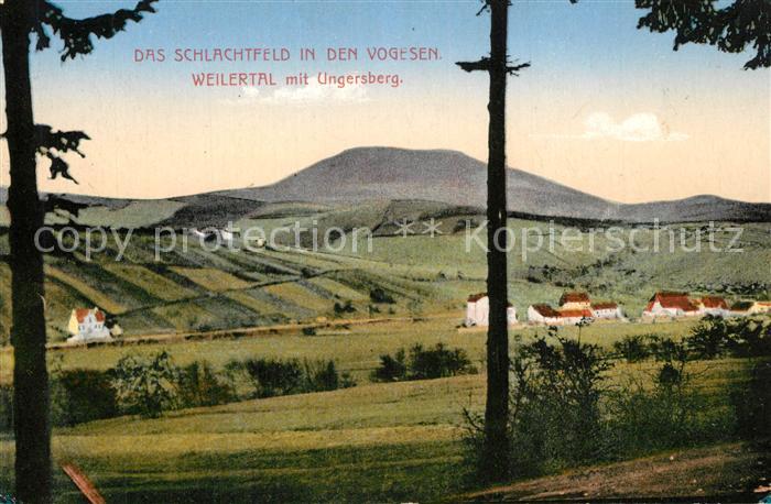 Vogesen Vosges Region Schlachtfeld Weilertal mit Ungersberg