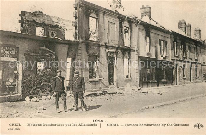 Creil Maisons bombard?e Soldaten