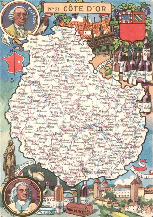 Dijon 21 Lageplan mit Beaune Chatillon Semur