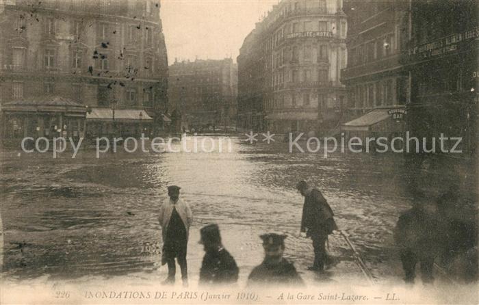 Paris Inondations Janvier 1910 Gare Saint Lazare