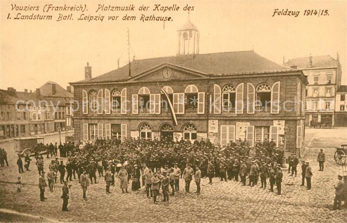 LEIPZIG Sachsen Vouziers Platzmusik der Kapelle des Landsturm Batl. Rathaus Feld