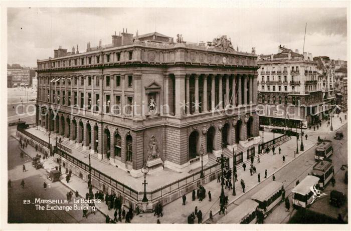 Marseille Bouches-du-Rhone Bourse Exchange Building Strassenbahnen