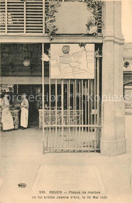 Rouen Plaque de marbre ou fut br?lee Jeanne d?Arc