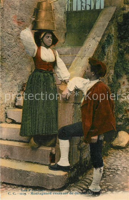 Pyrenees Region Montagnard essayant de derider sa belle