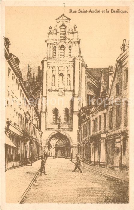 Paris Rue Saint Andre et la Basilique K?nstle
