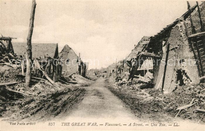 Flaucourt zerst?rte Strasse Guerre 1914-1916