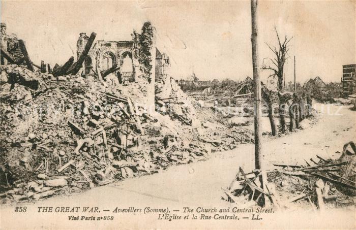 Assevillers Church and Central Street Grand Guerre 1914-1916 zerst?rte H?user