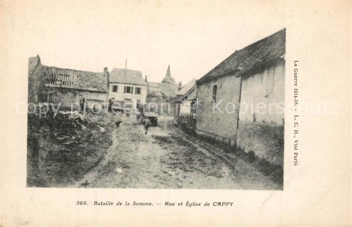 Cappy Bataille de la Somme Rue et Eglise