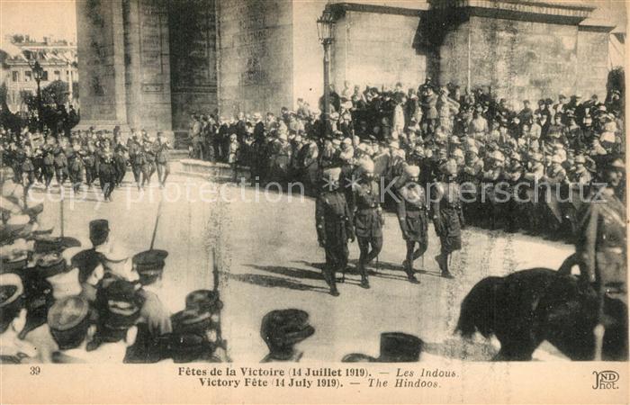 Paris Fetes de la Victoire 14. Juillet 1919 Soldaten Les Indous