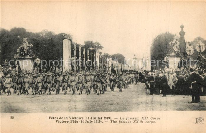 Paris Fetes de la Victoire 14. Juillet 1919 Soldaten La fameux XX Corps